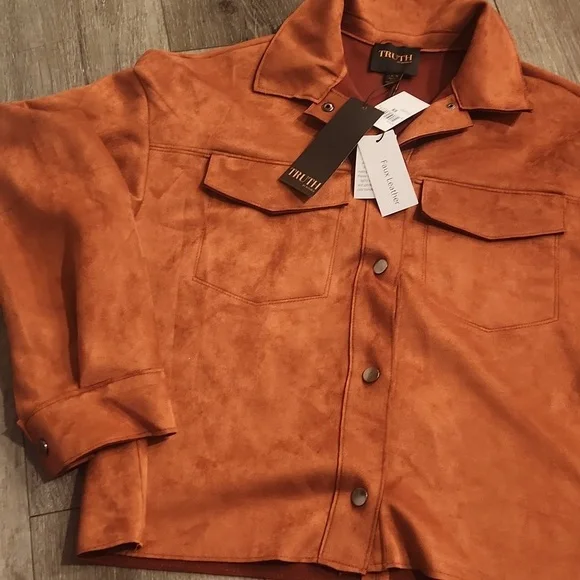 Truth Rust Orange Faux Suede Jacket - Picture 3 of 5